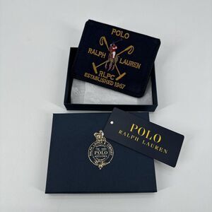 NIB POLO RALPH LAUREN Men's Card Case Crest Canvas Leather NEW